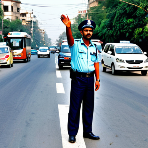 Home 21 **
"Traffic police officer in a professional uniform, directing traffic at a busy intersection in a Pakistani city, fully clothed, appropriate attire, safe for work, perfect anatomy, correct proportions, professional photography, daytime setting, modest, family-friendly"
**
