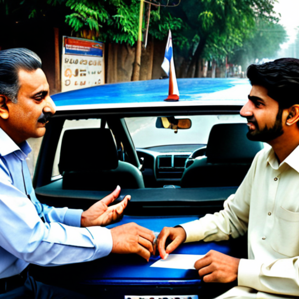 도로교통사 필기시험 대비 핵심 이론 - A fully clothed Pakistani driving instructor, wearing modest professional attire, teaching a young m...