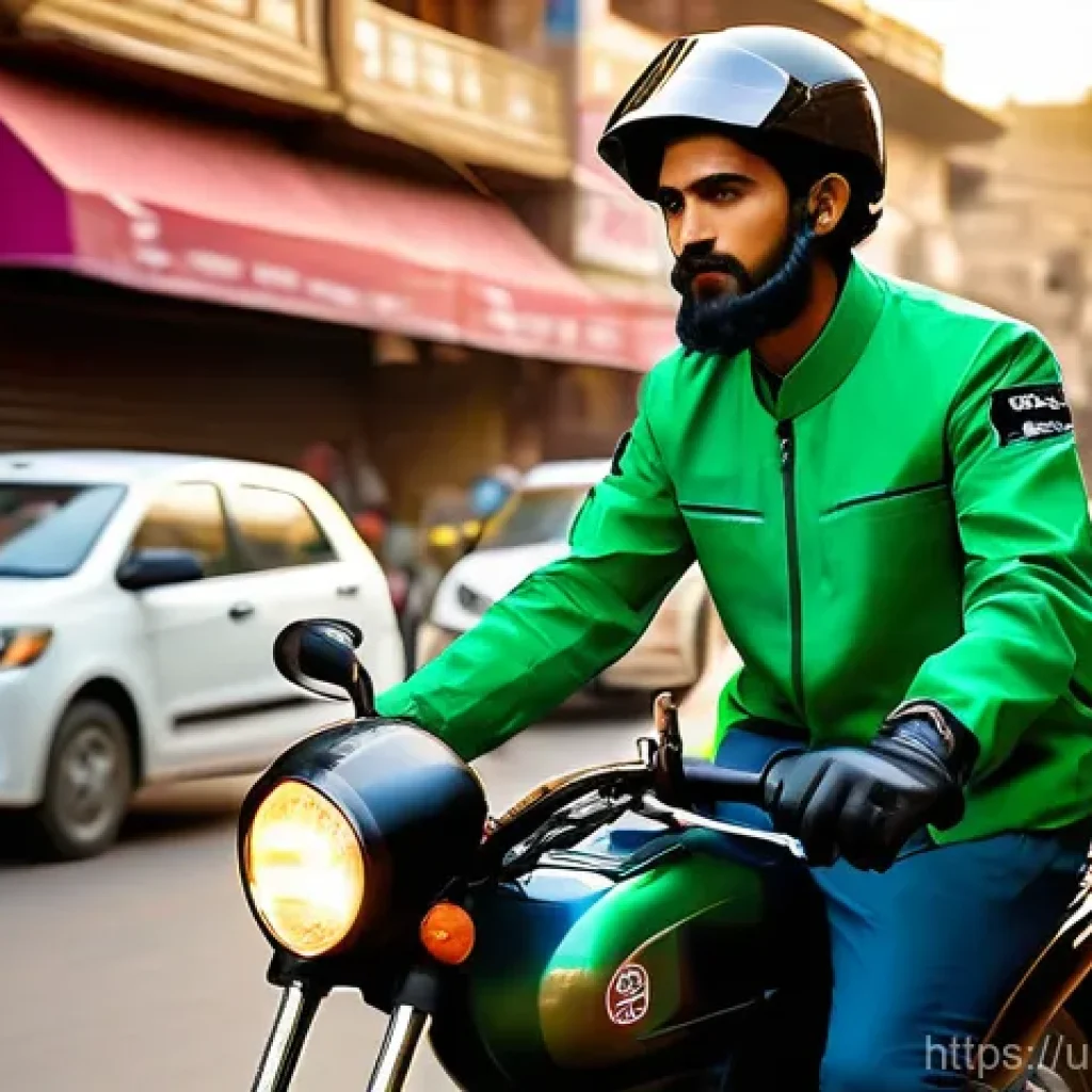 도로교통사 자격증으로 취업 가능한 직종 - **Pakistani Motorcycle Food Delivery Rider in a Bustling City**
A wide shot of a young, energeti...