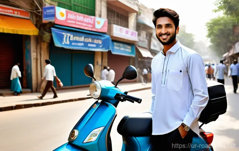 도로교통사 자격증과 연관된 직종 탐색 - **Prompt:** A young, confident Pakistani man or woman, wearing a clean, modern food delivery uniform...