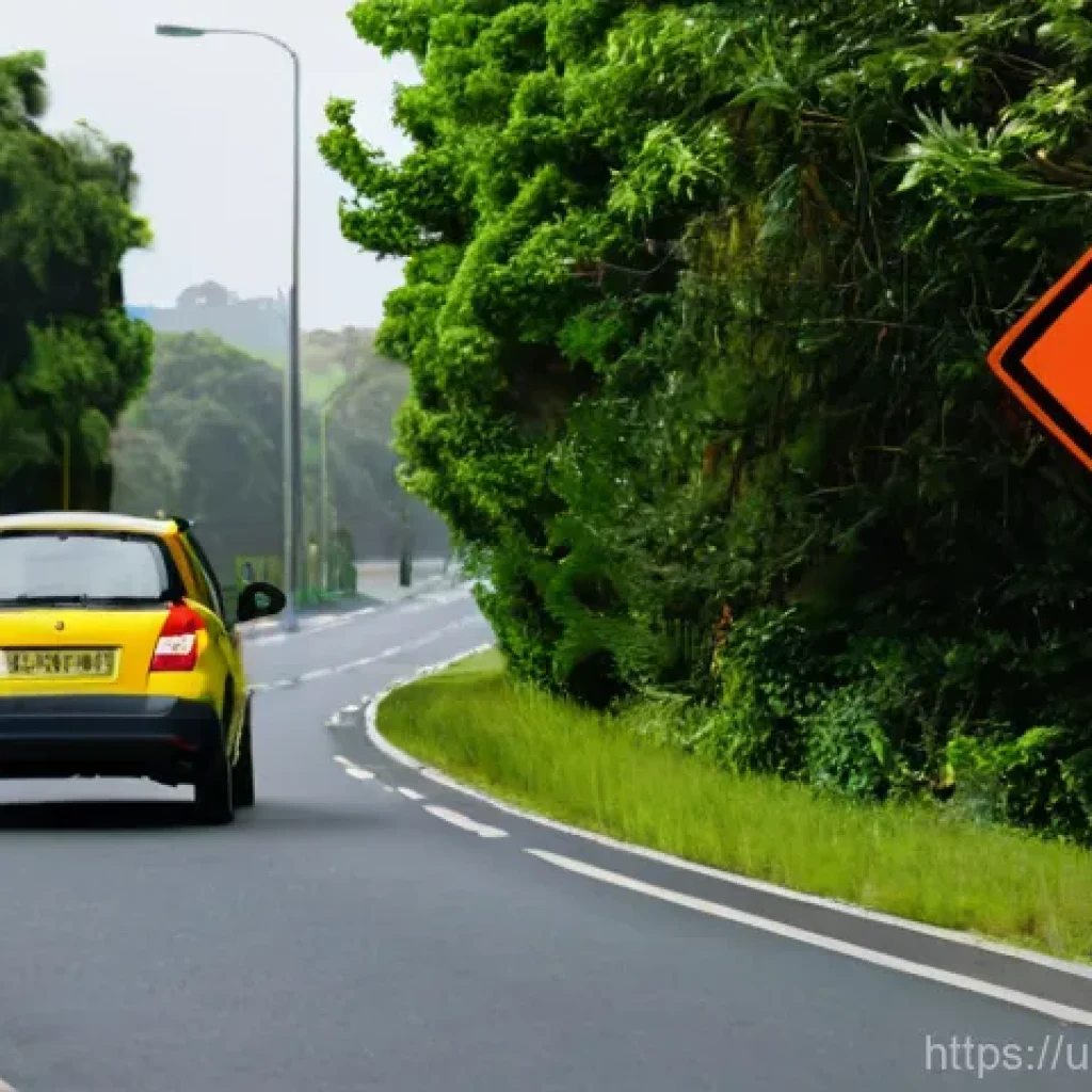 도로교통사 필기시험 예상문제 - **Prompt 1: Understanding Road Signs**
A realistic, well-lit image of a young adult, possibly a ...