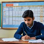 도로교통사 시험 준비를 위한 기본 학습 - **Prompt: The Diligent Learner's Desk**
A focused adult individual, respectfully dressed in cont...