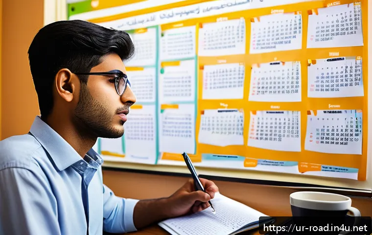 도로교통사 필기시험 고득점 전략과 사례 - A focused young South Asian man studying for his driving license written exam at home in Karachi, Pa...