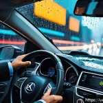 Home 18 도로교통사 현업 종사자 인터뷰 - A realistic urban road scene in Pakistan during rainy weather, showing a focused male driver wearing...