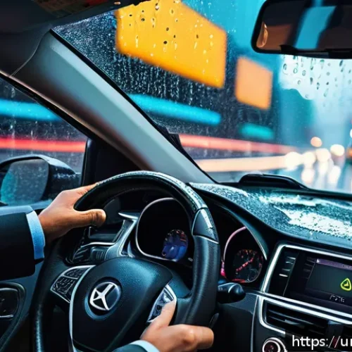 Home 30 도로교통사 현업 종사자 인터뷰 - A realistic urban road scene in Pakistan during rainy weather, showing a focused male driver wearing...