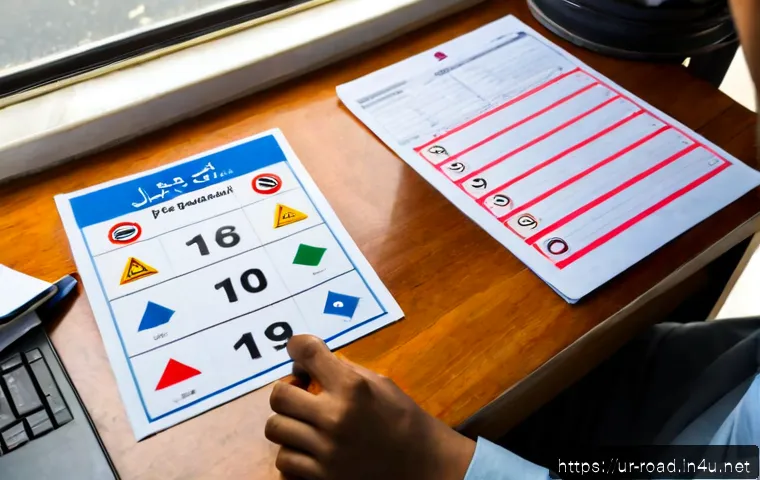 도로교통사 필기시험 준비에서 주의할 점 - Photorealistic Pakistani learner driver preparing for a road traffic theory exam at a tidy home desk...
